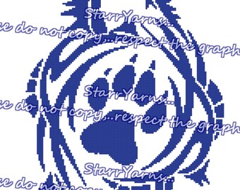 Tribal Wolf Paw Crochet Graph Pattern