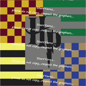 May include: A black and white graphic of the Hogwarts crest with the text "Starr Yarns... please do not copy...respect the graphers..." repeated throughout the image.