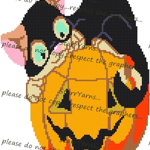 Halloween Black Cat crochet Graph Pattern