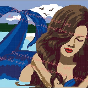 Sunbathing Mermaid Crochet Graph Pattern