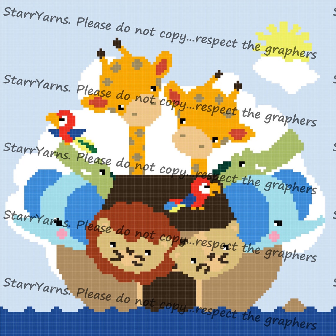Noah's Ark Crochet Graph Pattern Blanket Etsy