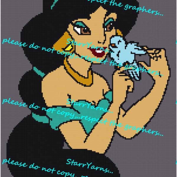 Girl with Bird Crochet Graph Pattern
