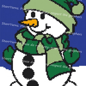 Adorabile motivo grafico all&#39;uncinetto con pupazzo di neve