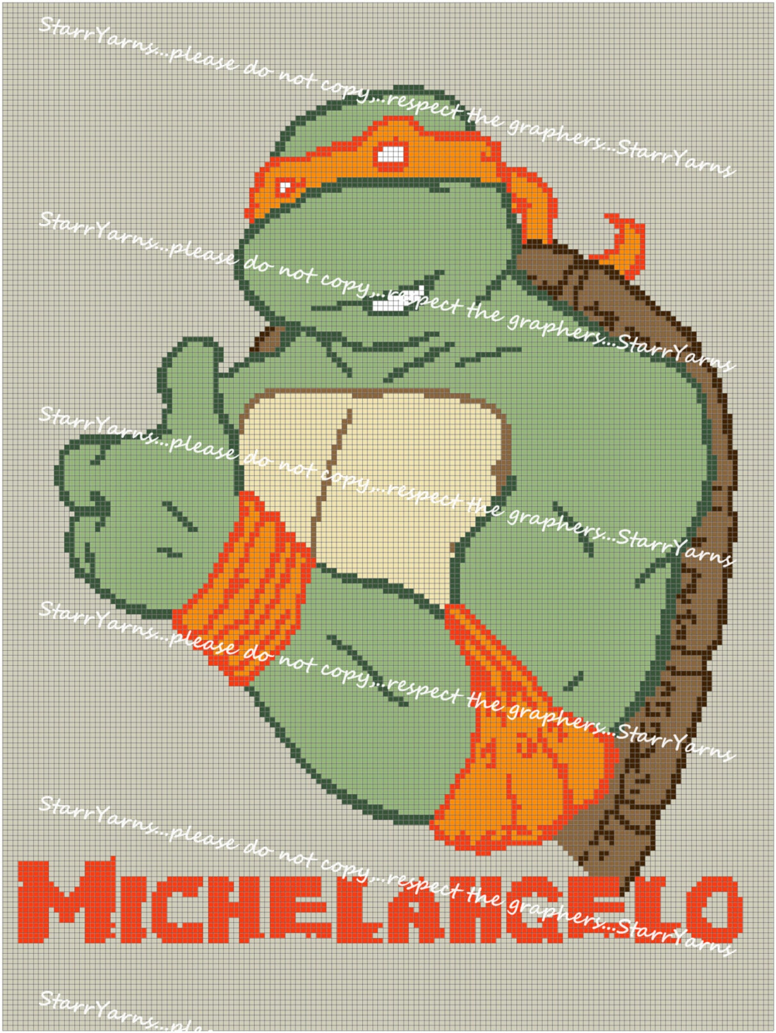 Orange Masked Turtle Crochet Graph Pattern - Etsy