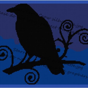 Crow Silhouette Crochet Graph Pattern