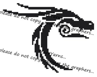 Cuscino tribale Dragon Head o motivo grafico all'uncinetto c2c