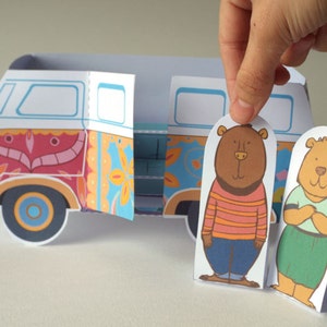 KIDS CAMPER VAN and characters Digital Download, Children&#39;s Camper van , template download, print and make