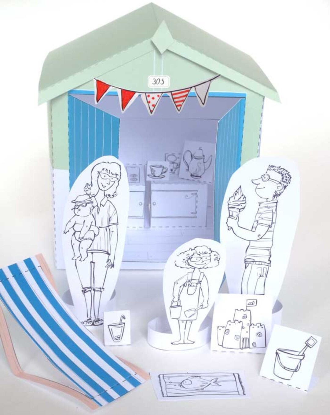 BEACH Hut Scene Pack Digital Download, Children's Paper Craft ...