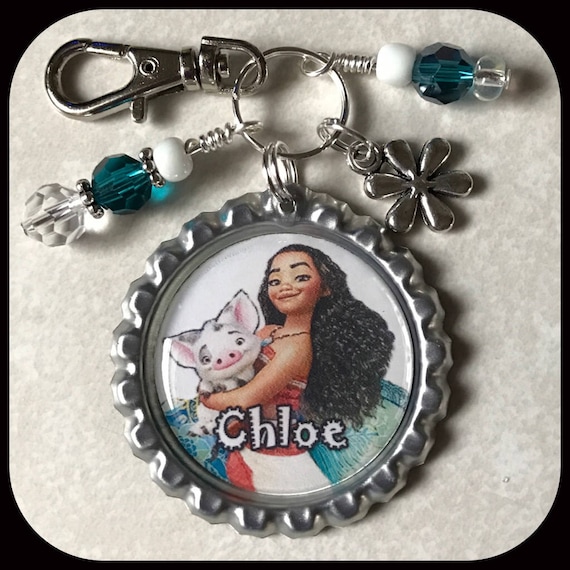 Moana Personalized Name Bottle Cap Pendant With Clip Or Beads Etsy