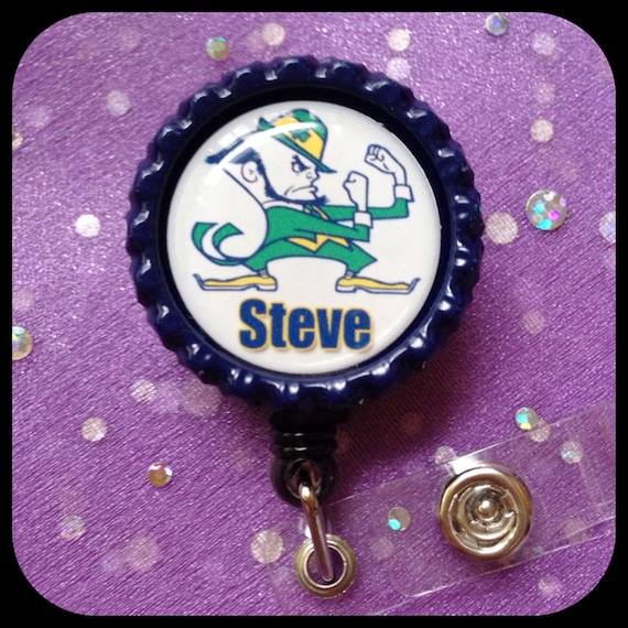 Notre Dame fighting Irish work Retractable Reel ID Badge Holder nurse Dr cna