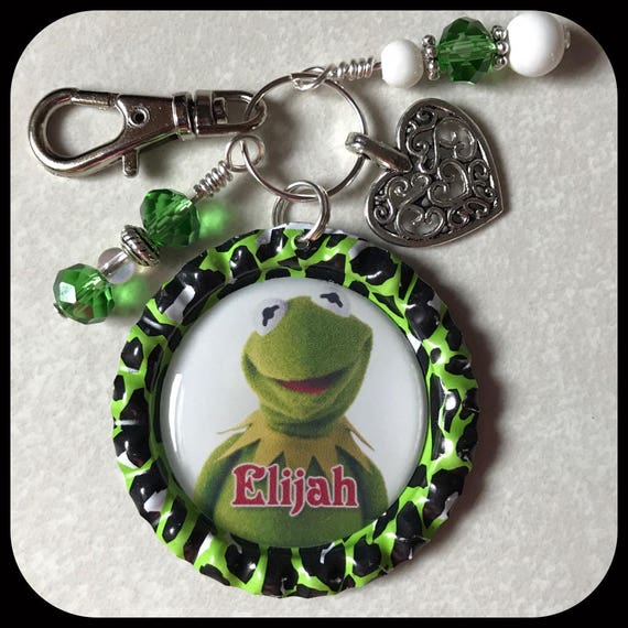 Kermit Frog Personalized Name Bottle Cap Pendant With Clip Etsy - roblox kermit the frog id