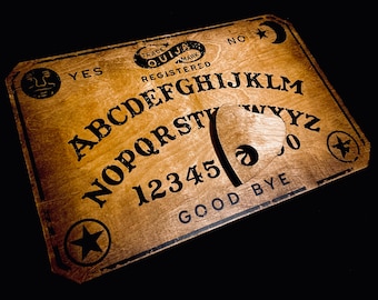 Distressed Wooden Ouija Board Set with Planchette, Handmade Vintage William Fuld Style Spirit Talking Board