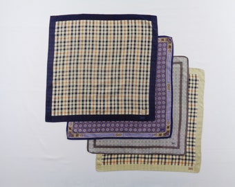 Lot 4 Daks Cotton Handkerchief Multi-Color Vintage Designer Accessories Hand Roll Mini Scarf