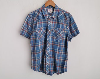 True Religion Shirt Vintage 90s True Religion Button Up Checkered Shirt Size M