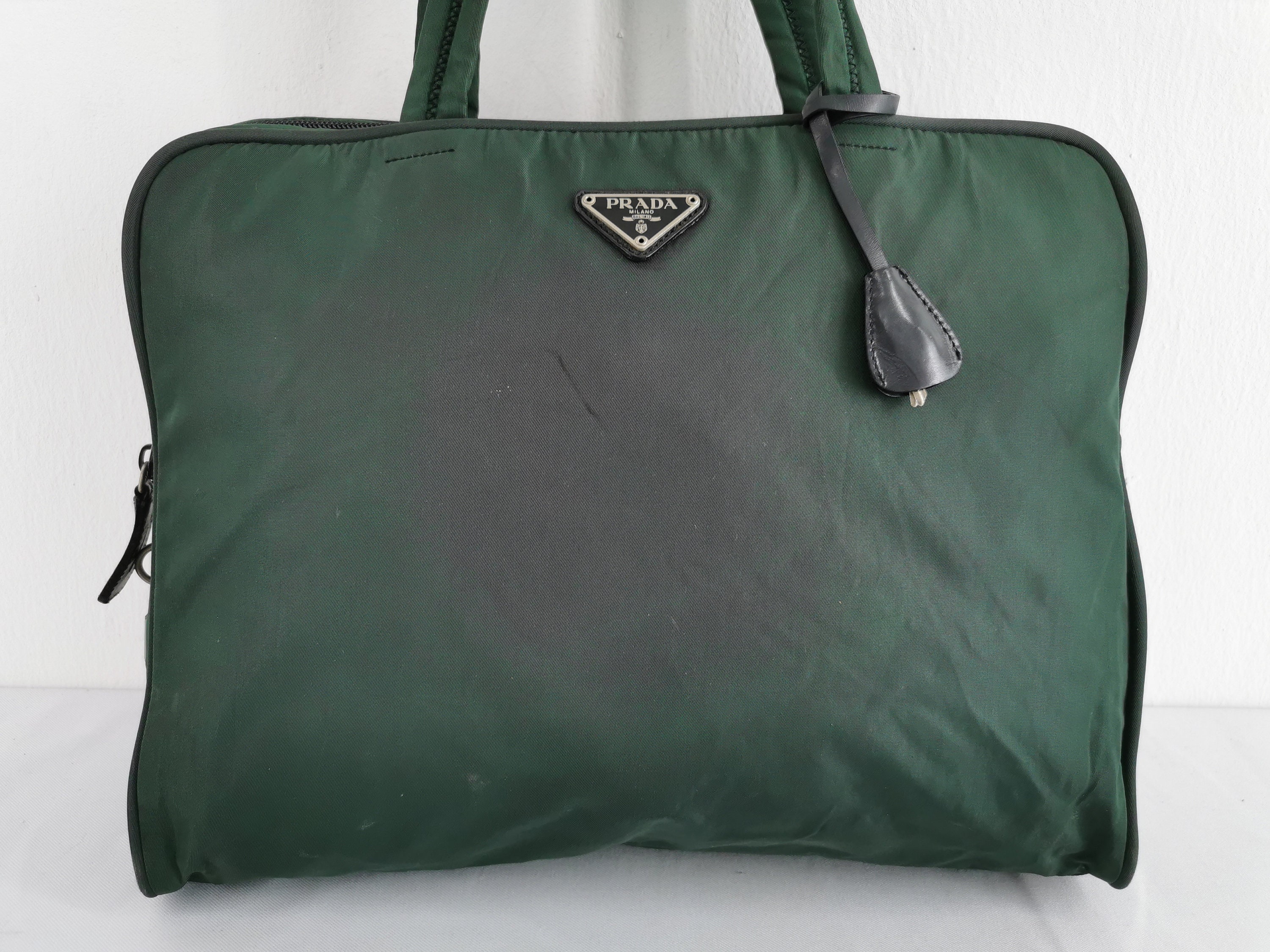 Prada Bag Vintage Authentic Prada Green Nylon Handbag Made in | Etsy UK