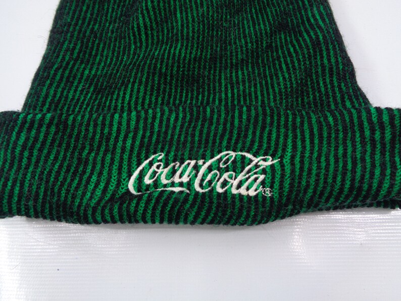 Coca Cola Beanie Ski Hat Vintage 90/'s Coca Cola Signature Beanie Hat Acrylic Snow Cap Green
