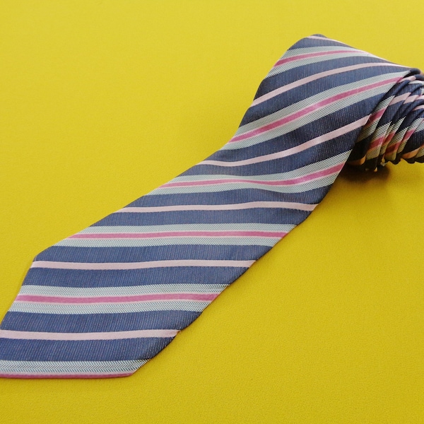 Hugo Boss Tie Vintage Hugo Boss Silk Necktie Vintage Hugo Boss Made In Italy Striped Pattern Silk Necktie
