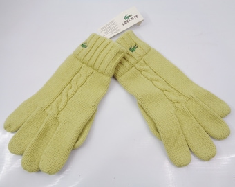 Lacoste Handgestrickte Wolle Kaschmir Handschuhe Vintage Handschuh Grün