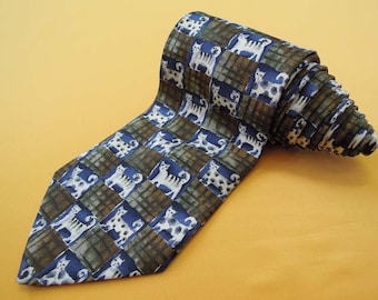 Corbata Dunhill Corbata de seda Dunhill vintage Corbata de seda Dunhill vintage hecha en Italia Patrón de forma geométrica Corbata de seda