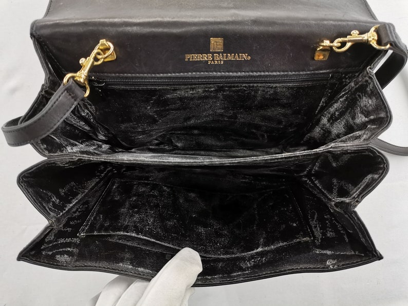 Pierre Balmain Bag vintage Pierre Balmain Black Leather Etsy