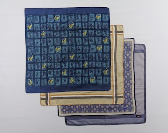 Lot 4 Ungaro Cotton Handkerchief Multi-Color Vintage Designer Accessories Hand Roll Mini Scarf