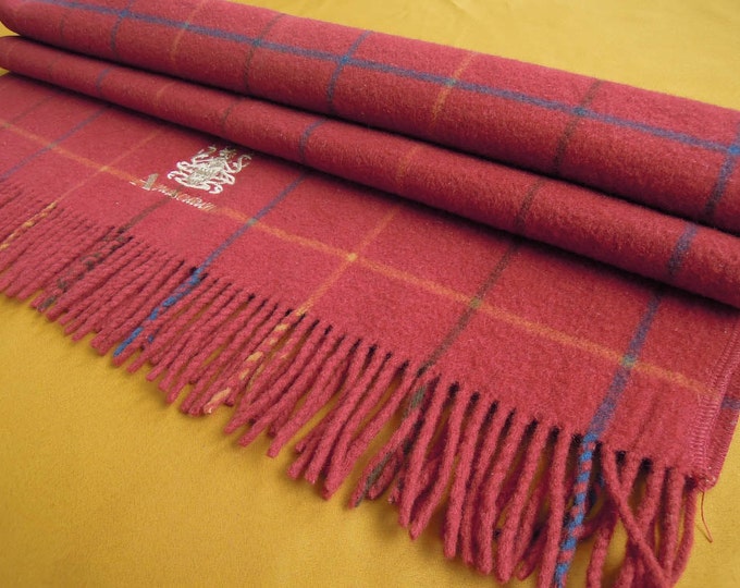 Aquascutum Wide Scarf London Lambswool Plaid Check Pattern Red Etsy