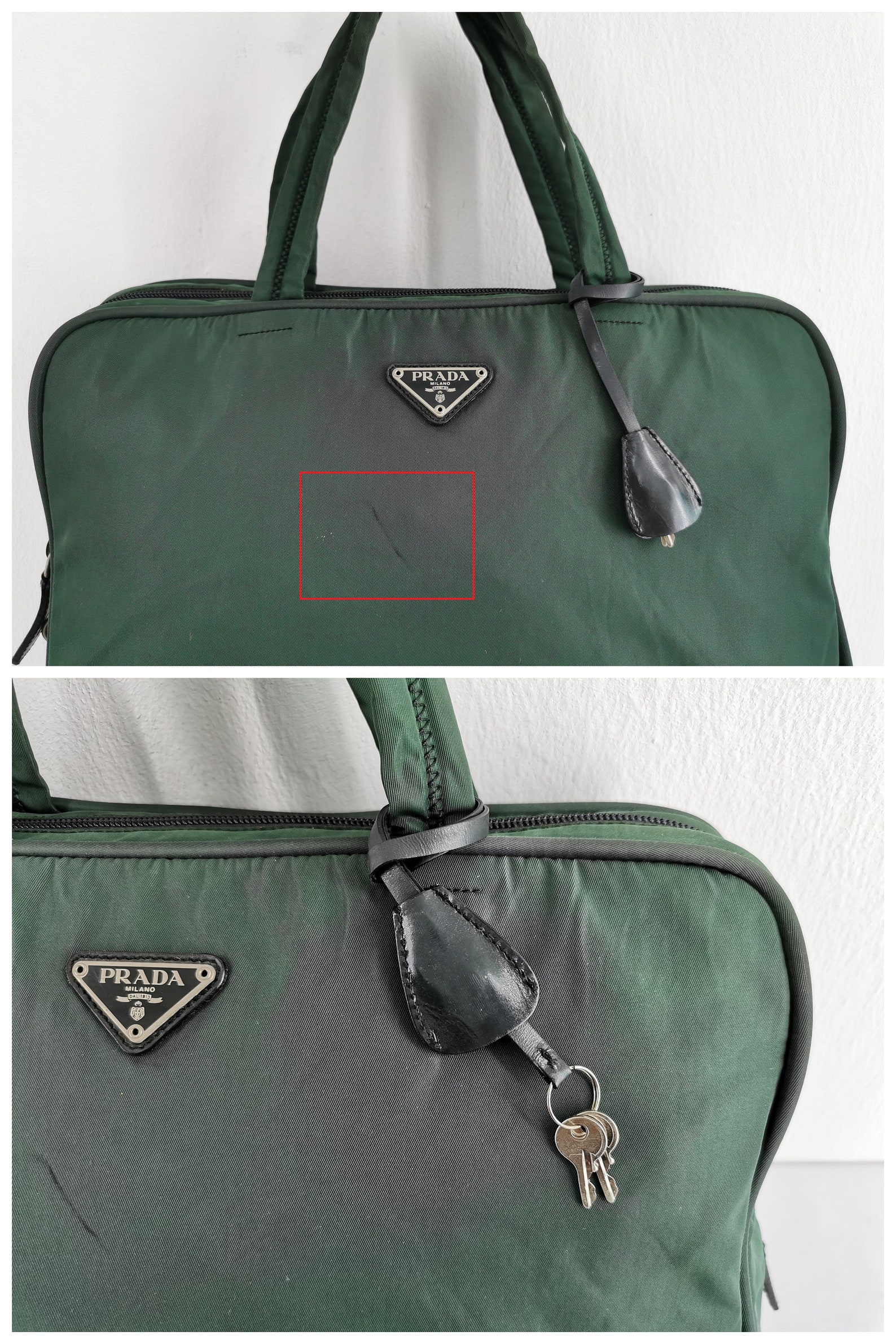 Prada Bag Vintage Authentic Prada Green Nylon Handbag Made in Etsy UK