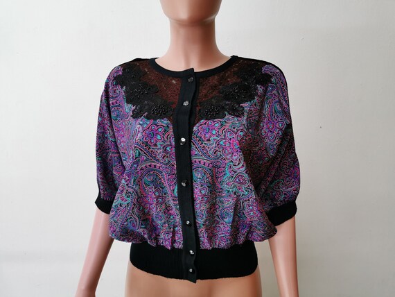 Paisley Blouse Vintage Paisley Women Blouse 80s Pa