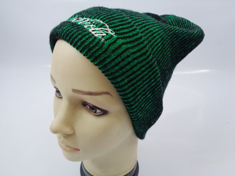 Coca Cola Beanie Ski Hat Vintage 90/'s Coca Cola Signature Beanie Hat Acrylic Snow Cap Green