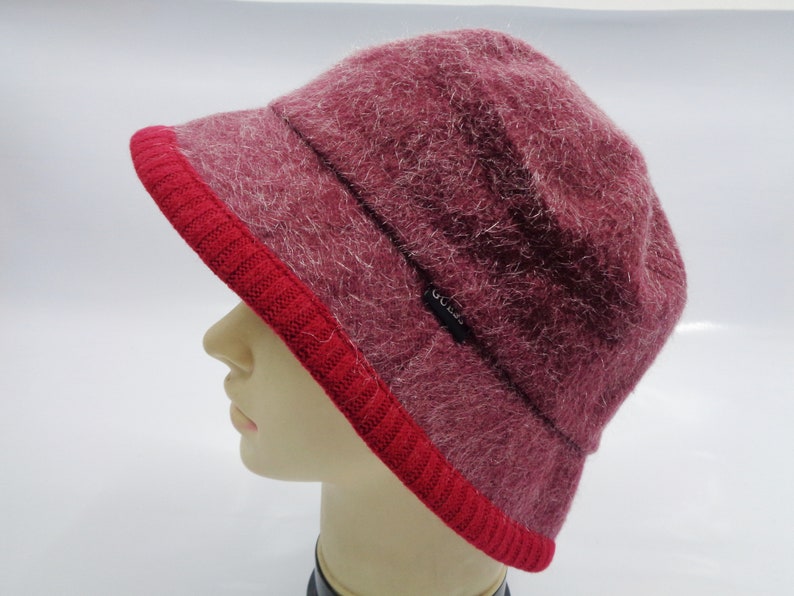 Guess Hat Vintage Guess Bucket Hat Vintage 90s Guess Bucket Solid Wool Polyester Red Designer Winter Cap Head Gear