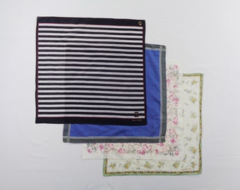 Lot 4 Mario Valentino Cotton Handkerchief Multi-Color Vintage Designer Accessories Hand Roll Mini Scarf