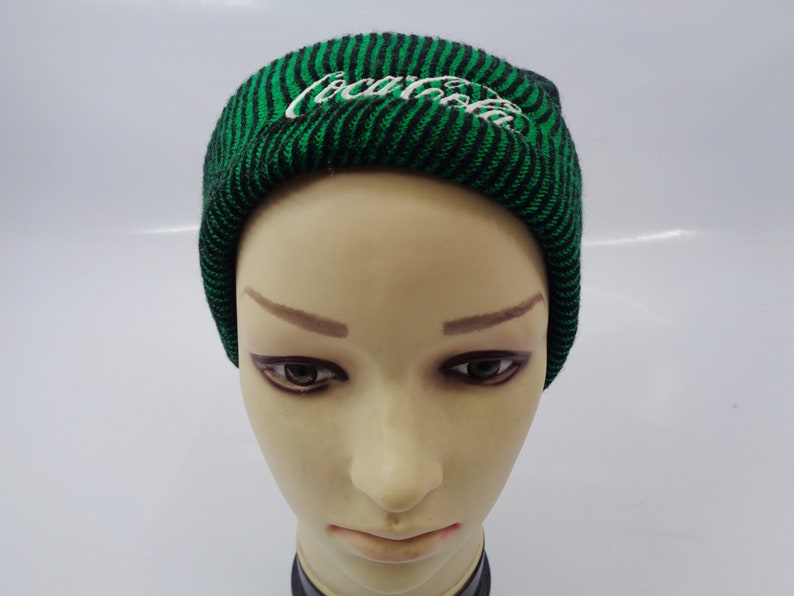 Coca Cola Beanie Ski Hat Vintage 90/'s Coca Cola Signature Beanie Hat Acrylic Snow Cap Green