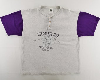 Dixon Pig Gig Shirt Vintage Dixon Pig Gig T Shirt 90s Dixon Pig Gig 95 Made In USA Henley Tee T Shirt Size XL