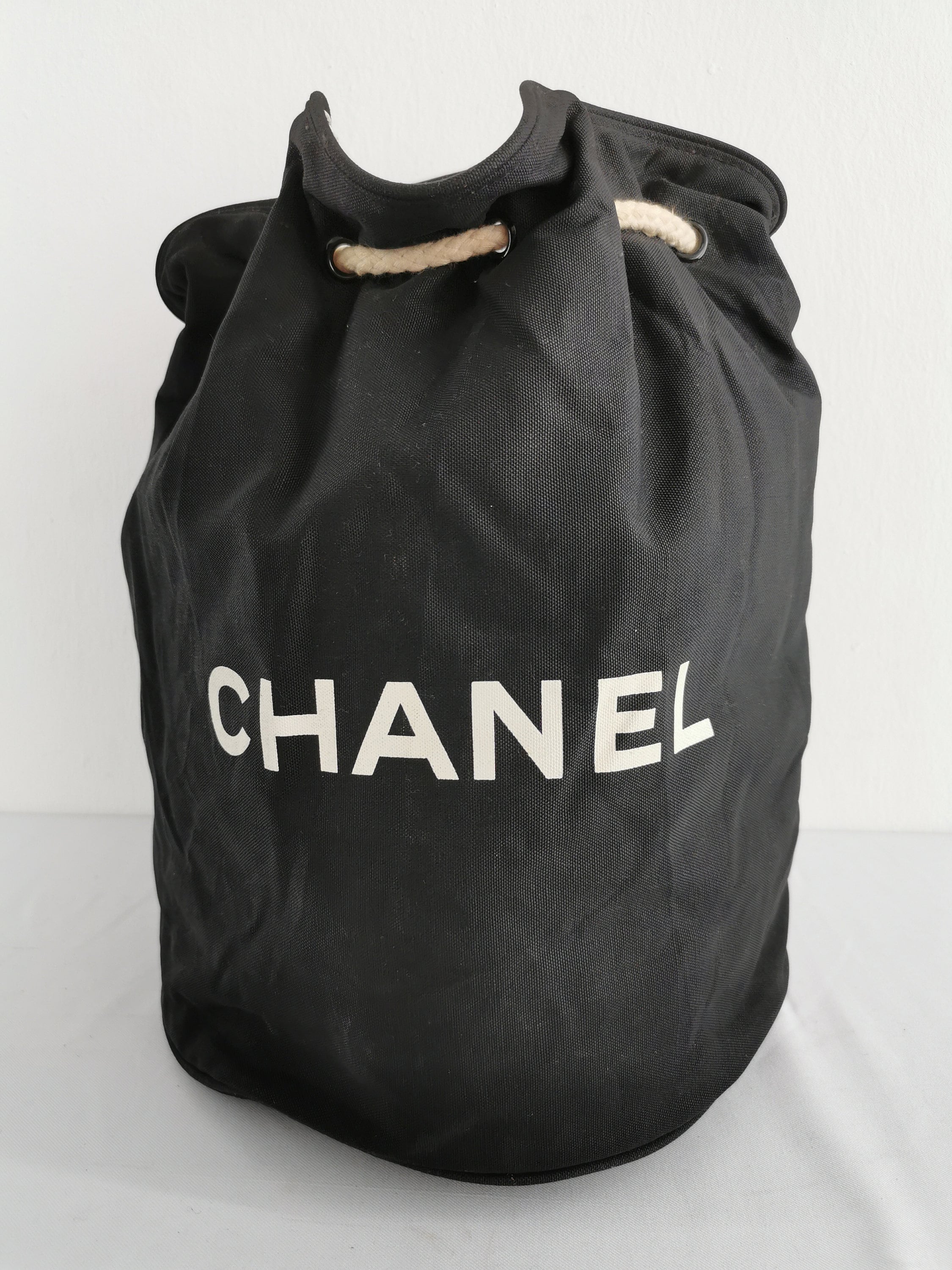 Chanel Black Beaded Canvas Deauville SHW