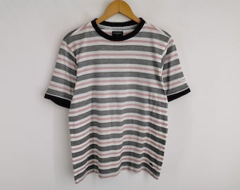 Vintage 90s Burberry camiseta a rayas mediana Burberrys Black Label Tee Burberry s mujer casual raya V cuello camisa ropa azul tamano M Etsy Espana