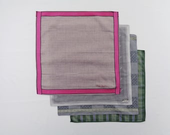 Lot 4 Pierre Cardin Cotton Handkerchief Multi-Color Vintage Designer Accessories Hand Roll Mini Scarf