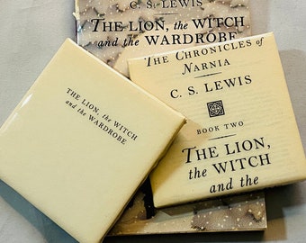 The Chronicles of Narnia Book Pages Coasters, Resin Covered, Upcycled Unique Handmade Housewarming Gift, Ceramic tile, Gift, book lover