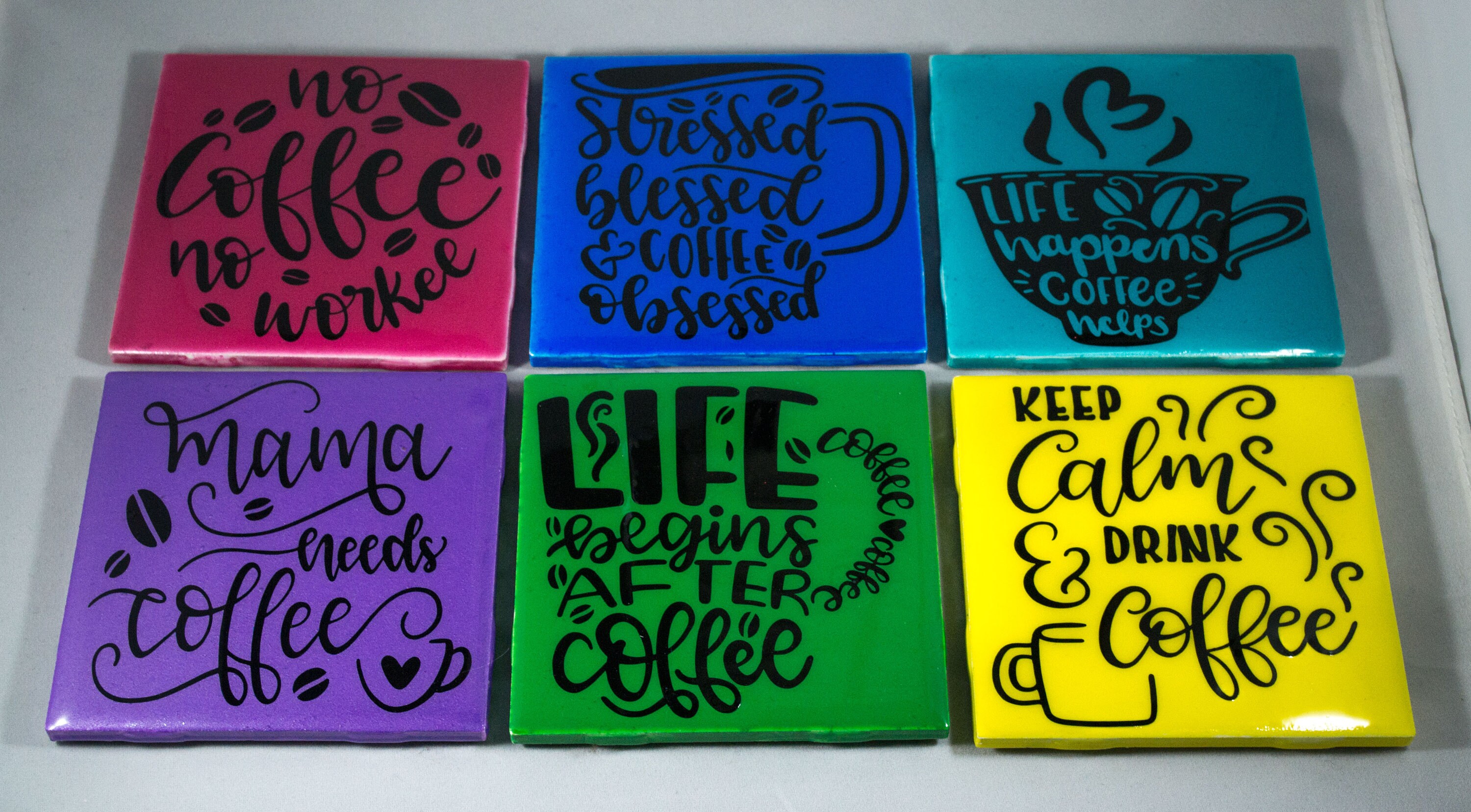 Coffee Coasters Painted Custom Quote Coaster Handmade Etsy
