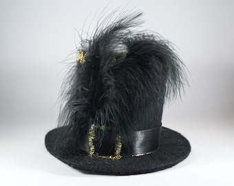 Pilgrim Mini Hat/ Fabric Hat/ Top Hat/ Thanksgiving Hair Accessory/ Handmade/ Black Mini Hat/ Fall Hair Clip/ Cocktail Hat/ Mad Hatter Hat