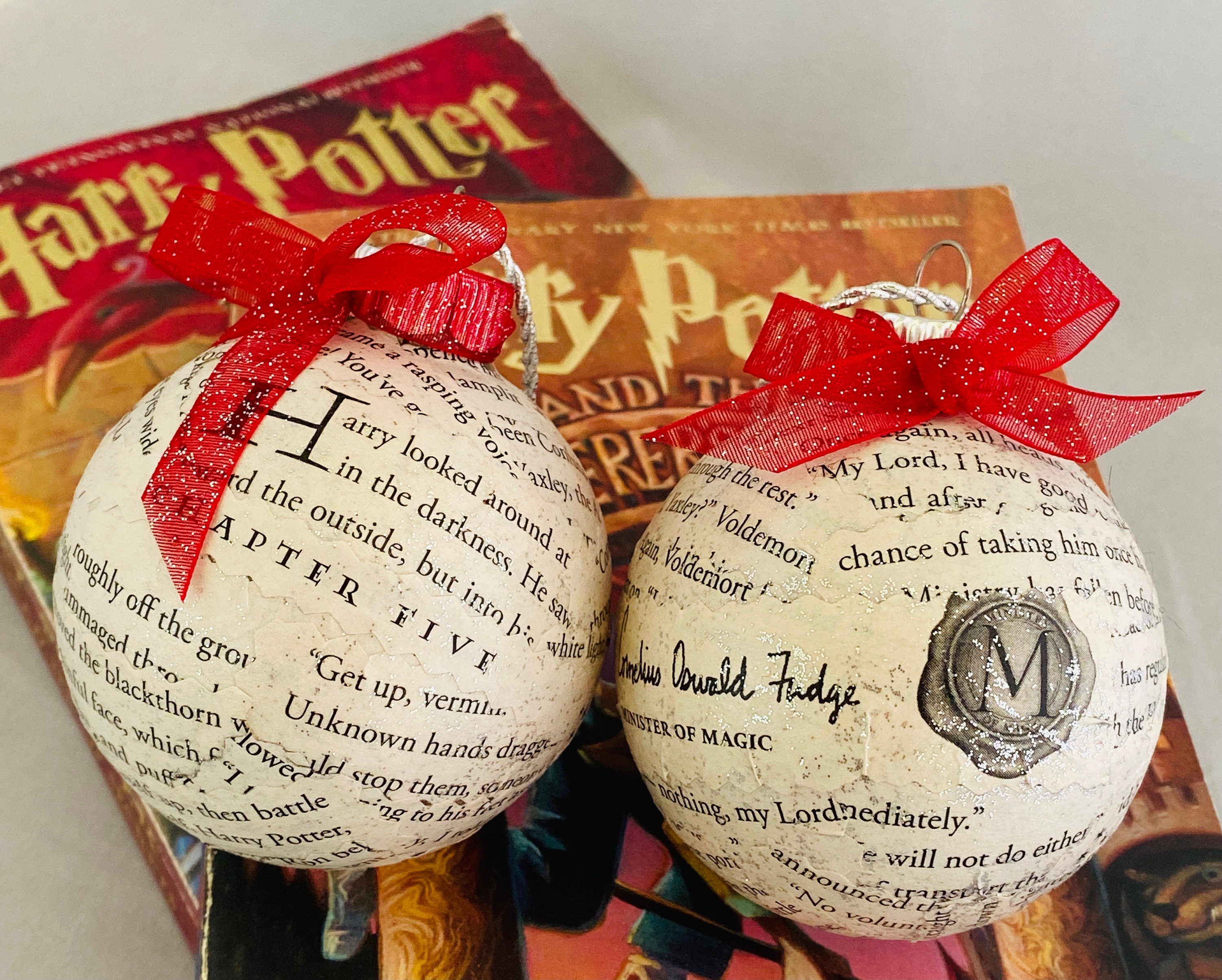 Book Page Ornaments, Paper Mache, Handmade Christmas Holiday Tree Ornament with Glitter/ Holiday Ornament/ Great Gifts idea/ Housewarming