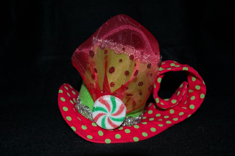 Christmas Mini Hat with Candy and Curl/ Tea Party Hat/ Mini Etsy