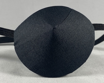 Tapa-olho simples preto de tecido para adultos, feito à mão, unissex, estilo pirata, auxílio para catarata, cuidados com os olhos, saúde e beleza, auxílio para visão de cegos