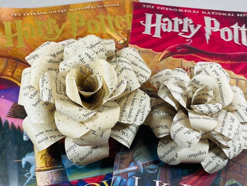 Book Paper Flowers Upcycled Paper Flowers Book Lover Gift Etsy
