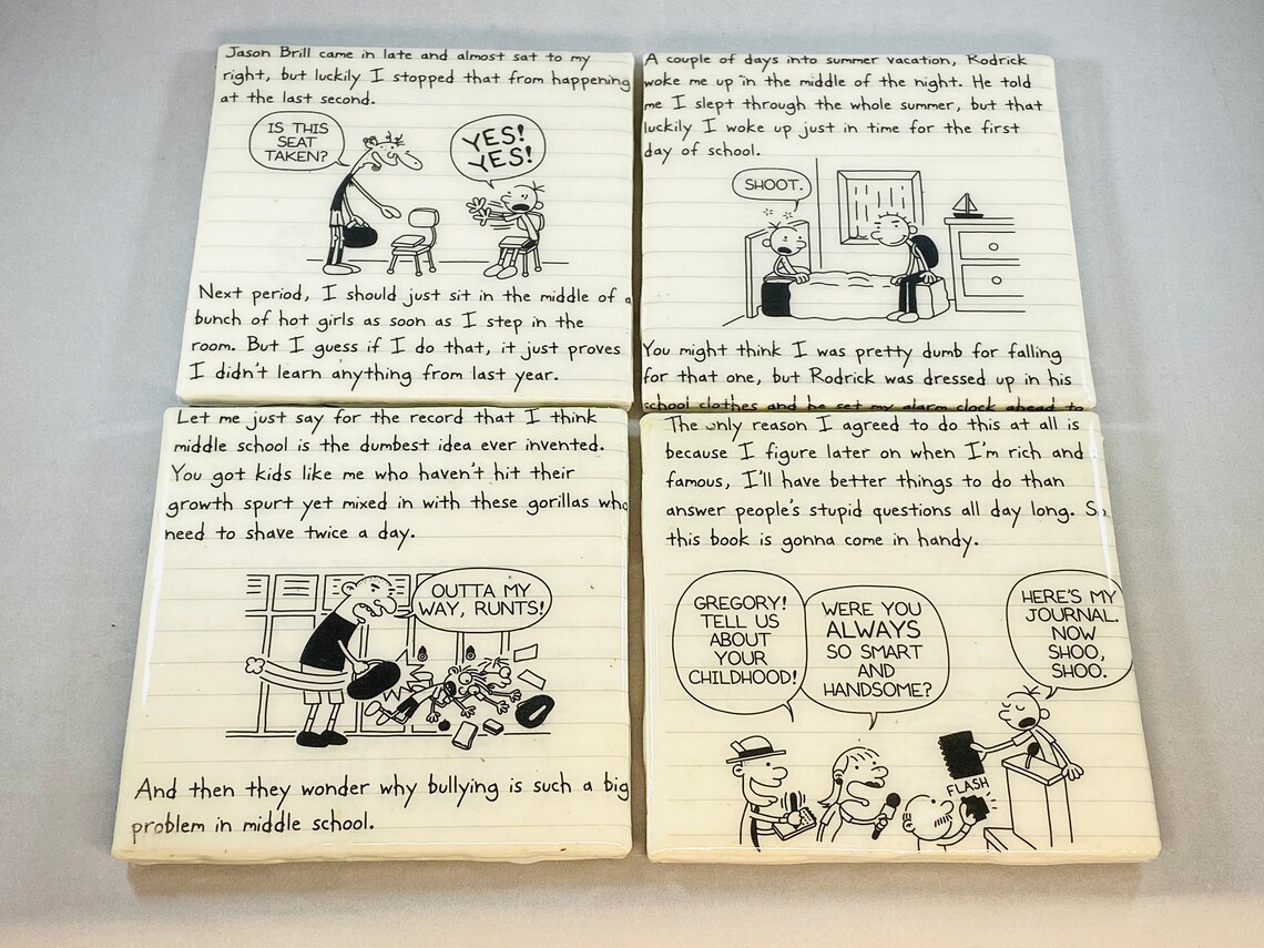 Diary of a Wimpy Kid Book Pages Coasters Resin Covered | Etsy