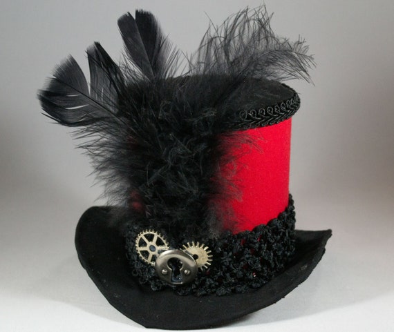 red steampunk hat