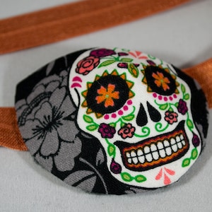 Large Sugar Skull Handmade Adult Fabric Eyepatch, Day of the Dead vision accessory, cataract aid, eye care, health and beauty, blind eye aid