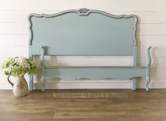 SOLD Vintage Full Size Light Blue French Provincial Headboard