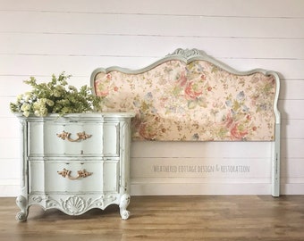 SOLD!!! Vintage Mid Century French Provincial Full Size Headboard and Nightstand