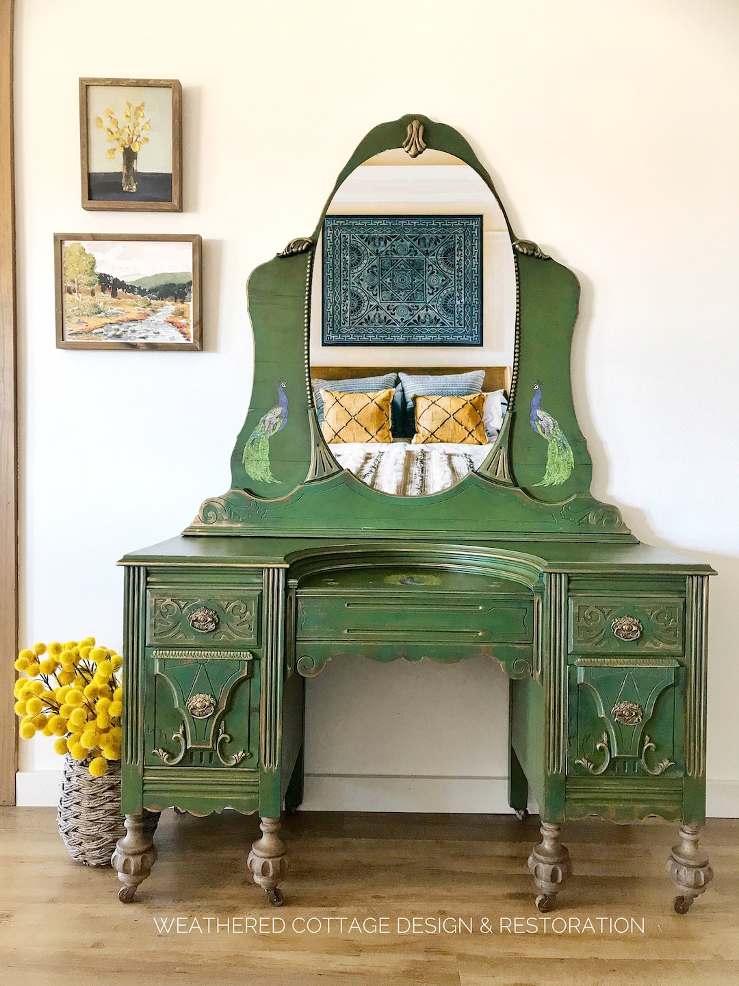 dressing table green SOLD! Gorgeous and Turquoise Antique Vanity and Mirror _tab_model-info-naimah