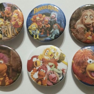Fraggle Rock Badge Button Pin Set of 6